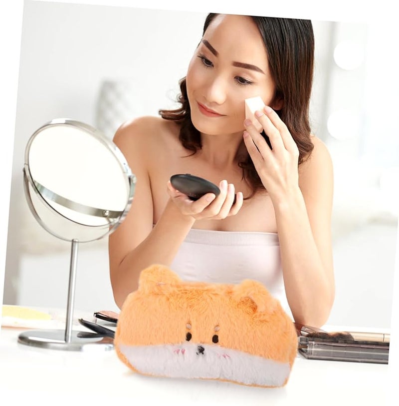 Pink Cartoon Plush Makeup Bag Cute Animal Toiletry Organizer Portable Travel Pouch - Image 3